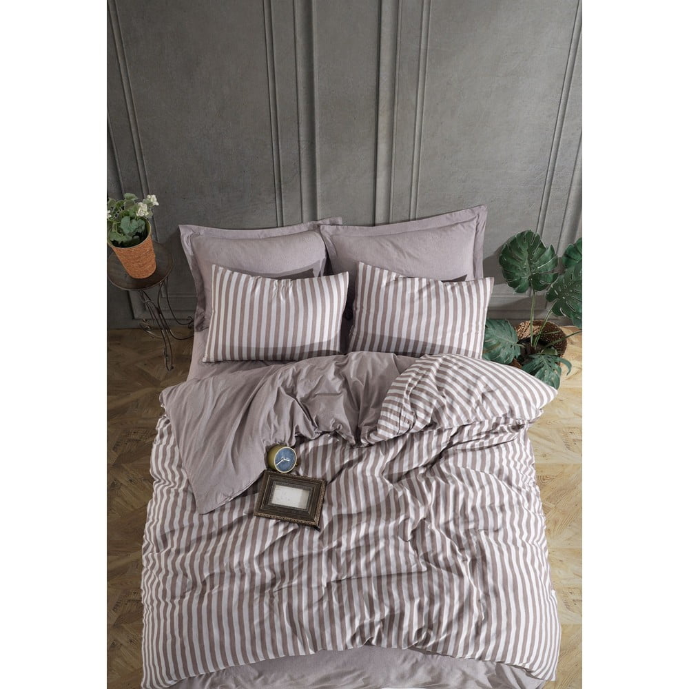 Biancheria da letto marrone per letto matrimoniale 200x200 cm Road Potlu – Mijolnir | Biancheria da letto