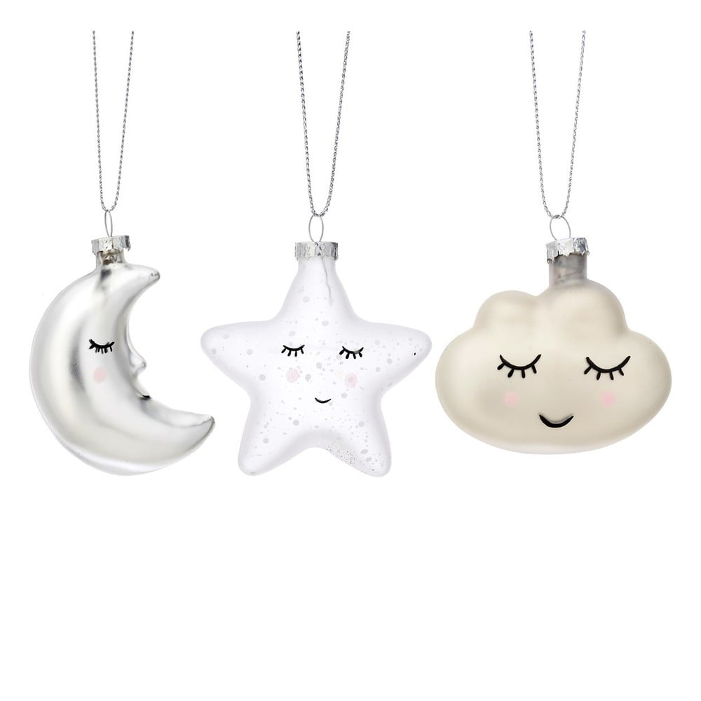 Decorazioni per albero di natale in set in vetro fatte a mano 3 pz 8,5 cm Sweet Dreams – Sass & Belle | Decorazioni per l'albero di natale