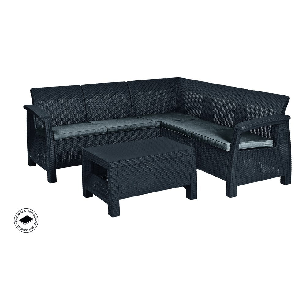 Set da giardino in rattan artificiale grigio scuro per 5 persone Corfu Relax - Keter | Set di mobili da giardino