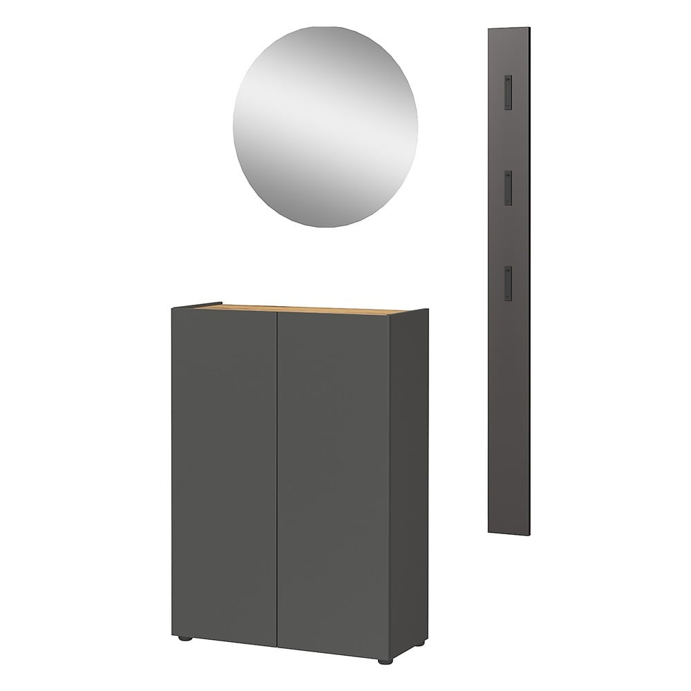 Set di mobili da ingresso color antracite con effetto rovere 104x200x33 cm Alviano – Germania | Set di mobili da ingresso
