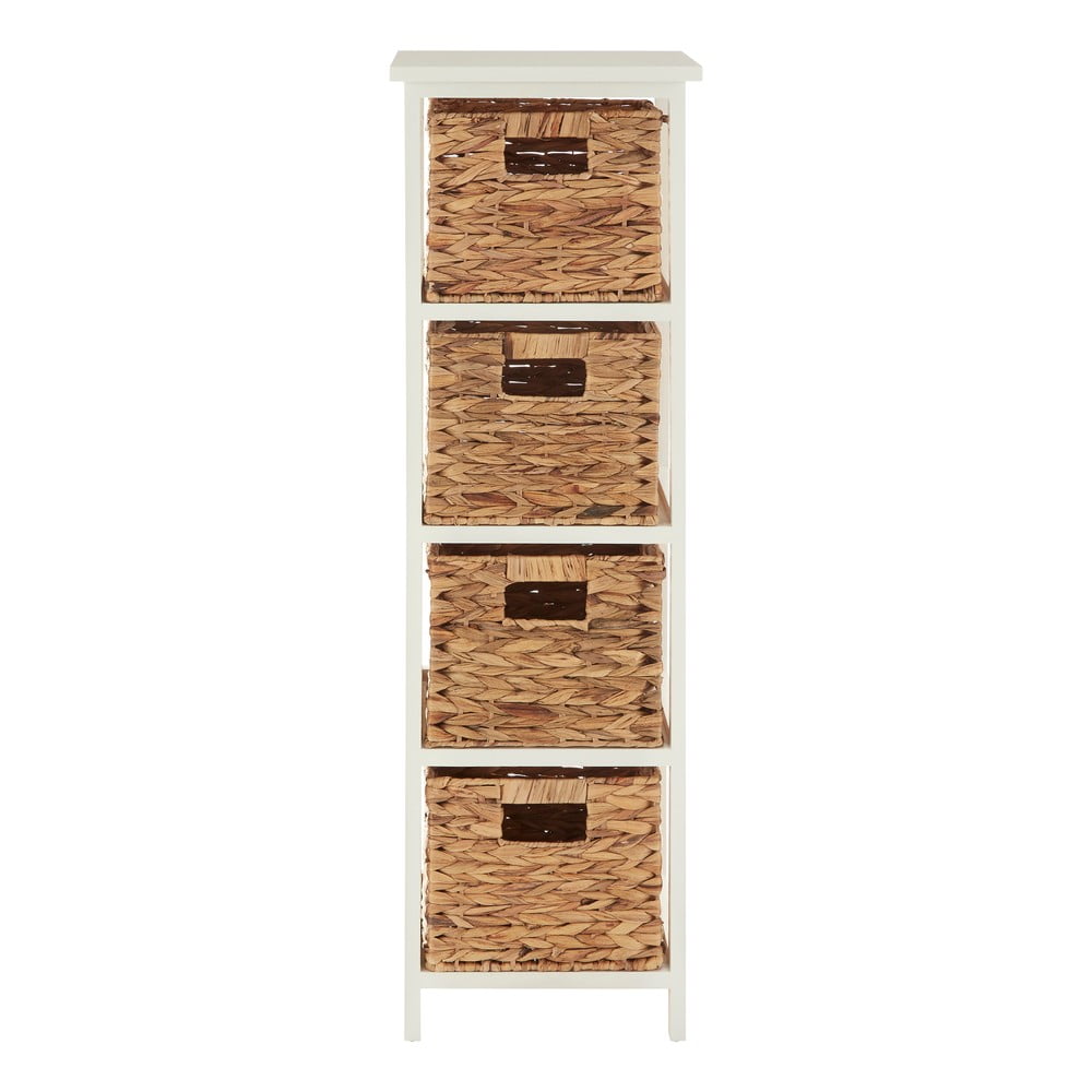 Scaffale da bagno in legno massiccio di pavlovnia in colore bianco e naturale 32x100 cm Padstow - Premier Housewares | Scaffali per il bagno