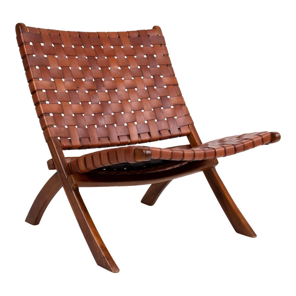 Sedia pieghevole in legno di teak e pelle Montana - House Nordic | Poltrone