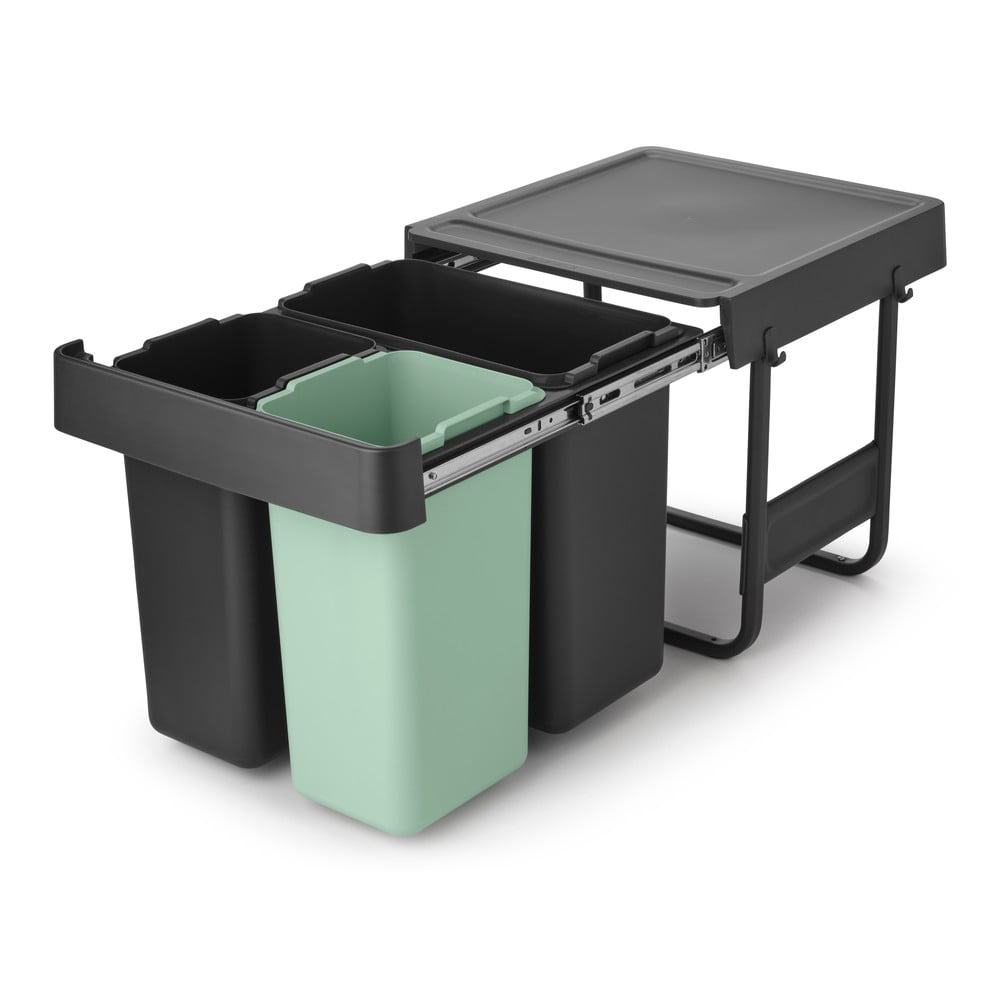 Bidone in plastica touchable per raccolta differenziata in grigio scuro menta 40 l Sort&Go - Brabantia | Cestini per la spazzatura