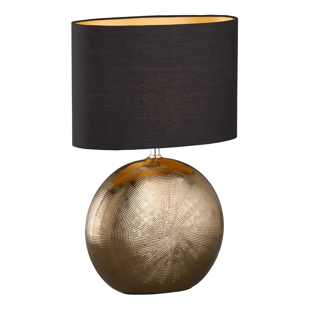 Lampada da tavolo nera/color bronzo in ceramica con paralume in tessuto (altezza 53 cm) Foro – Fischer & Honsel | Abat-jour e lampade da tavolo