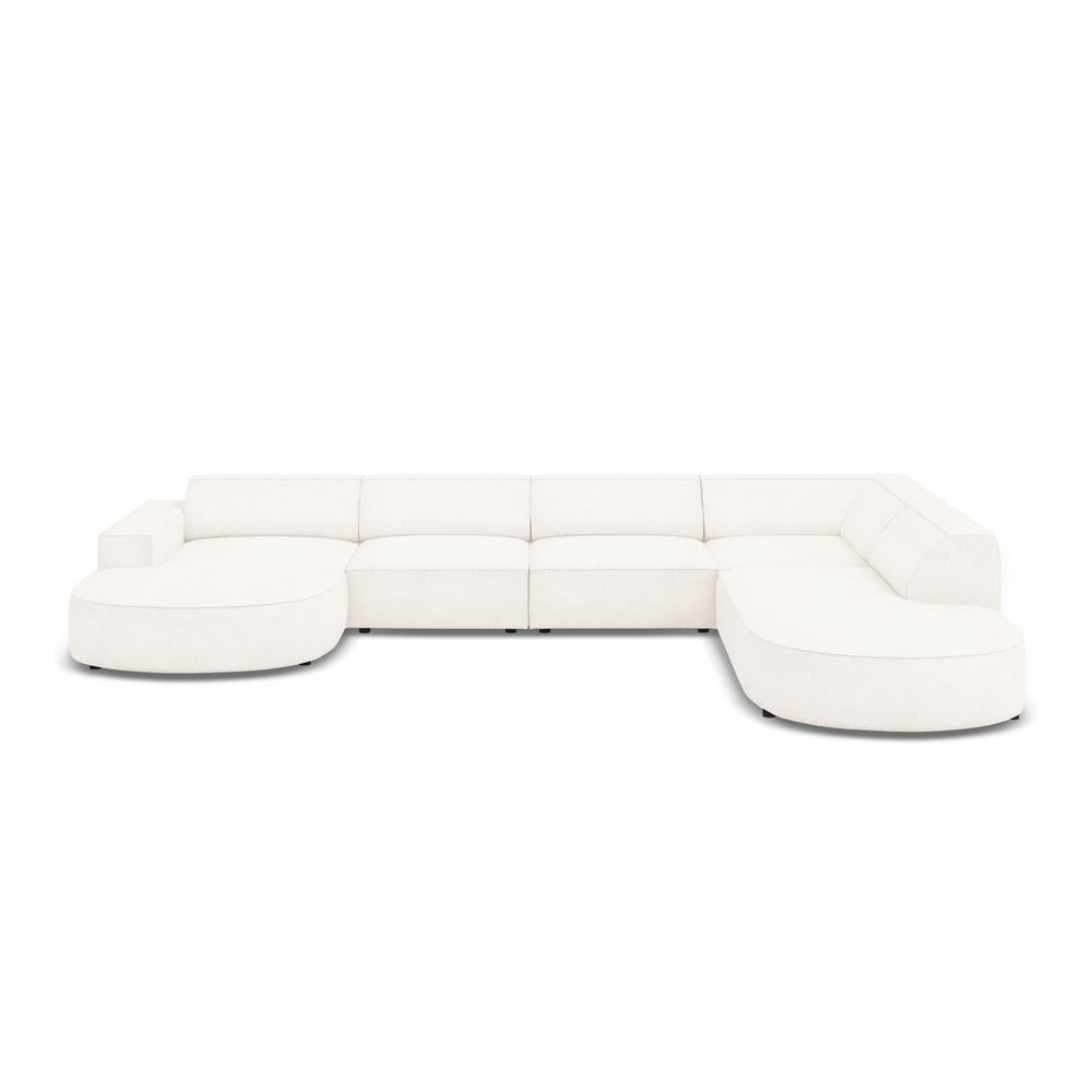 Divano angolare beige in tessuto bouclé (angolo destro) Jodie - Micadoni Home | Divani ad angolo