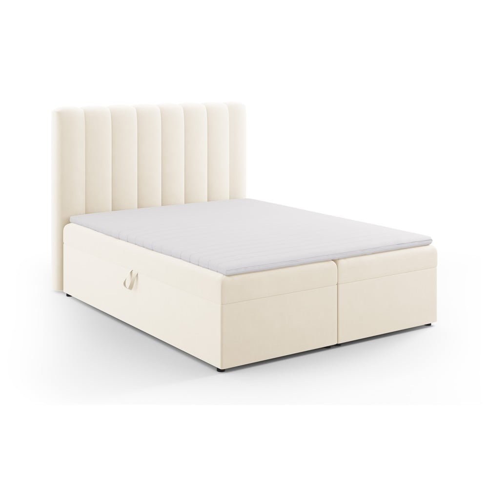 Letto boxspring beige con contenitore 160x200 cm Gina - Milo Casa | Letti boxspring