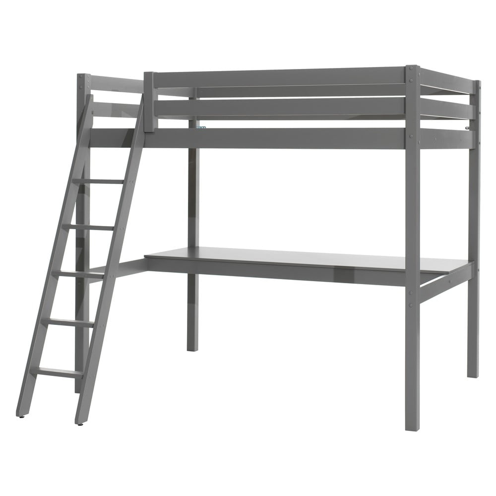 Letto rialzato in pino grigio 140x200 cm PINO - Vipack | Letti per bambini