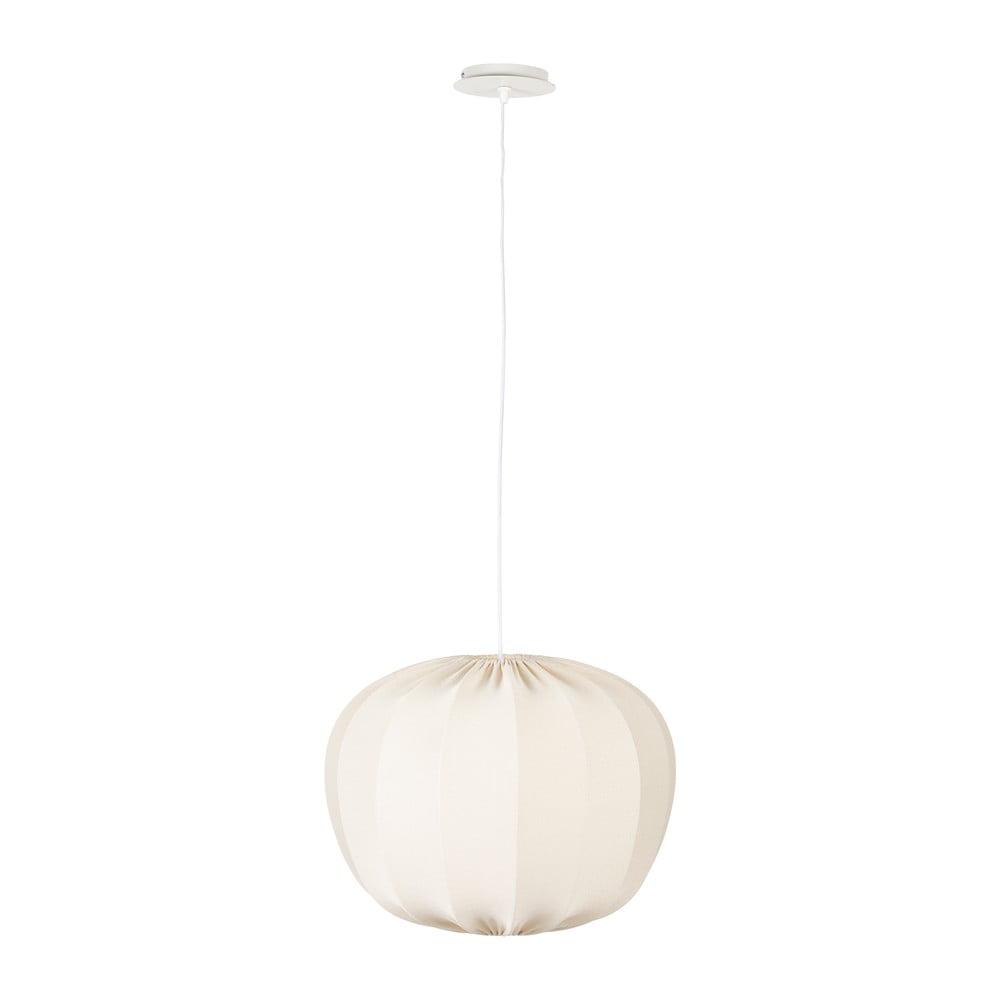 Lampada a sospensione bianca con paralume in tessuto ø 38 cm Shem - White Label | Lampadari
