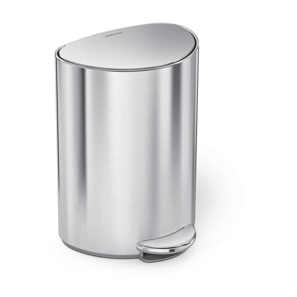 Cestino per rifiuti in metallo con pedale in argento opaco 6 l - simplehuman | Cestini per la spazzatura