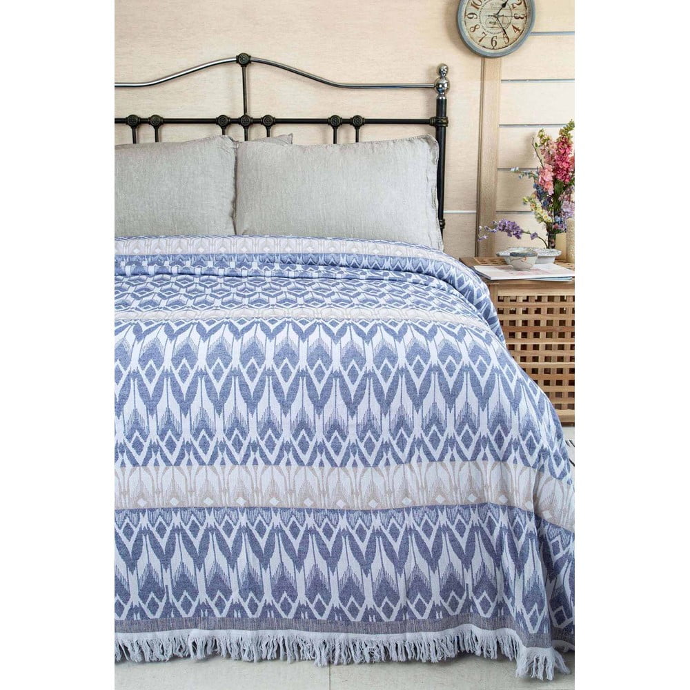 Copriletto matrimoniale in cotone blu 215x240 cm Galvin - Mijolnir | Copriletti