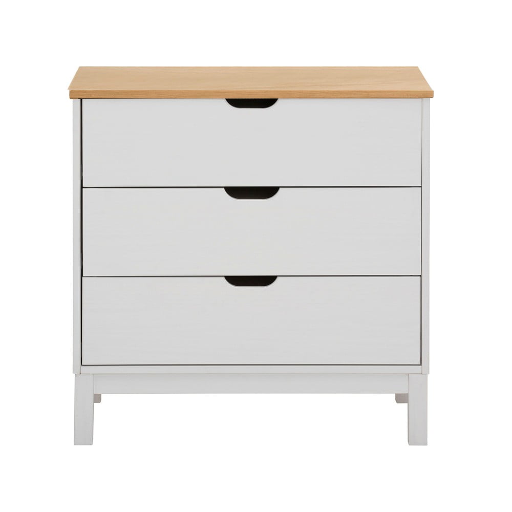 Cassettiera bassa bianca in legno di pino 75x39 cm Post - Støraa | Cassettiere