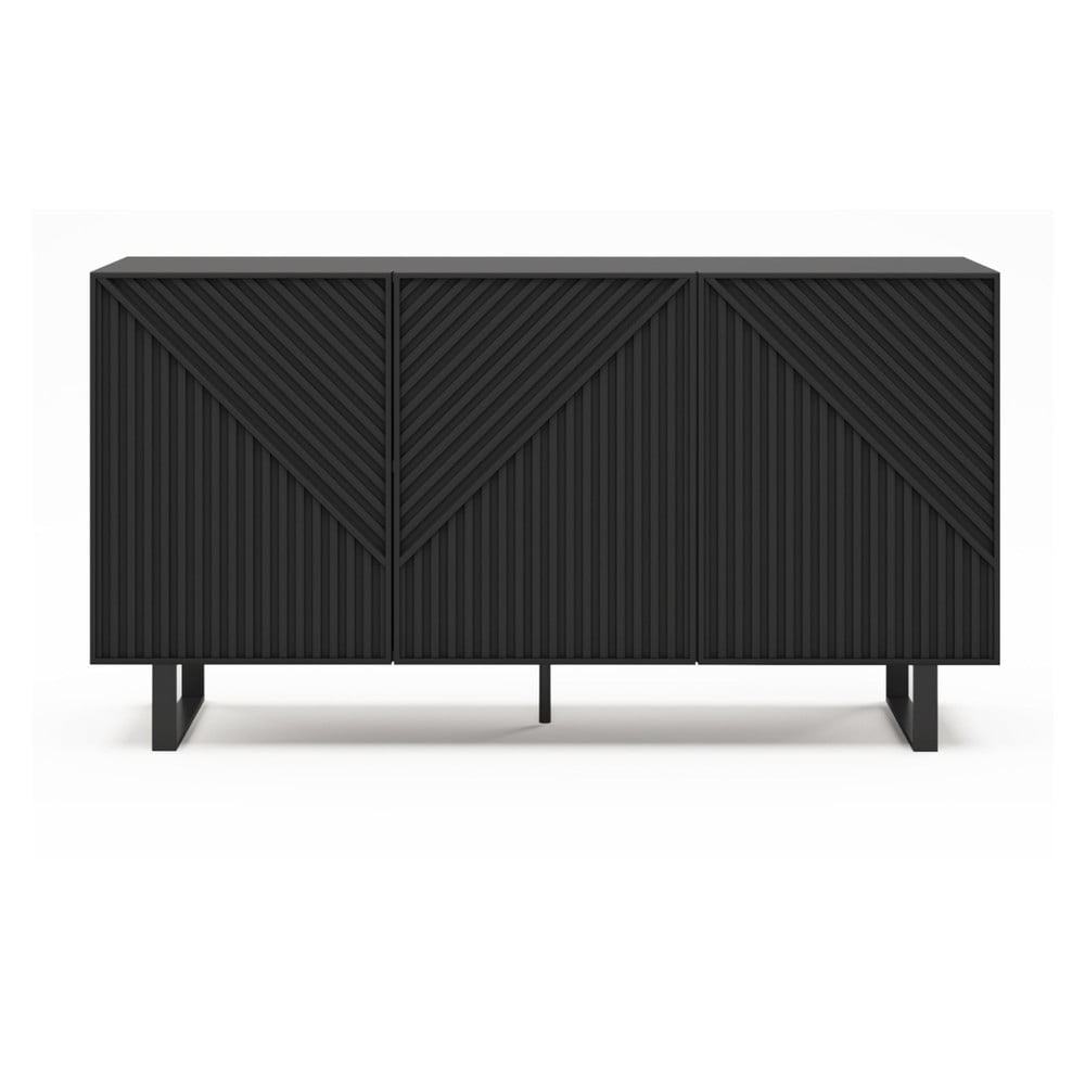 Cassettiera nera 151x80x35 cm Peta - Marckeric | Cassettiere