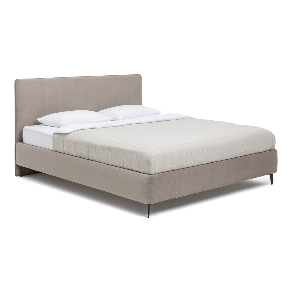 Letto matrimoniale imbottito tortora con materasso/griglia 160x200 cm Noira Slim - Bonami Selection | Letti matrimoniali