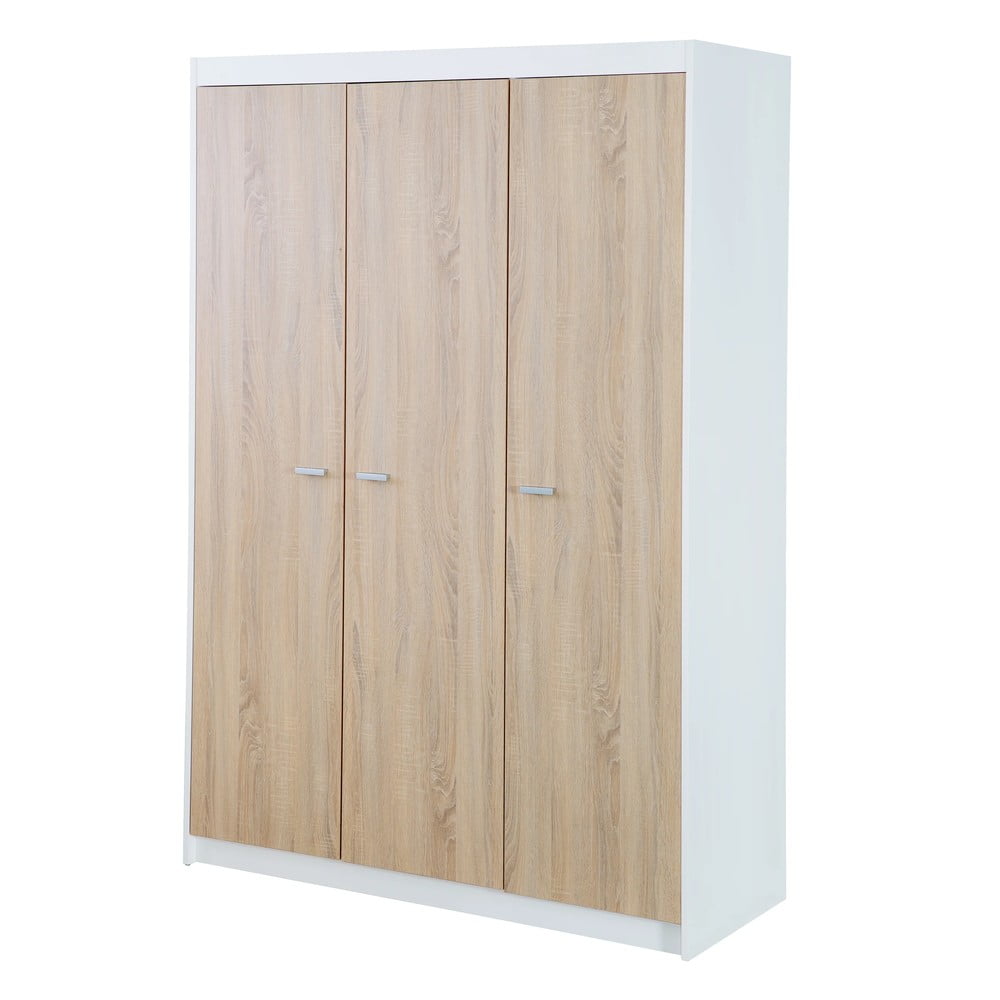 Armadio per bambini in rovere decorato in bianco e naturale 131x190 cm Gabriella - Roba | Armadi per bambini