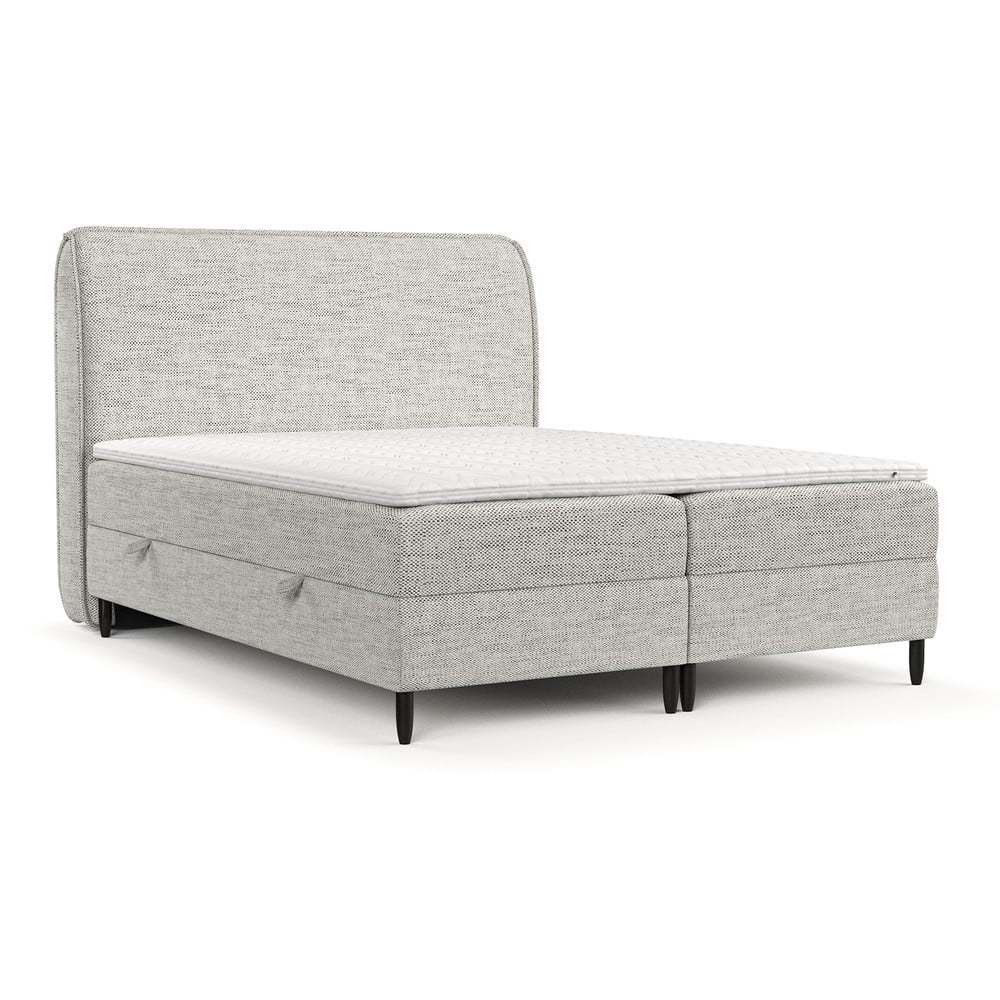 Letto boxspring grigio chiaro con contenitore 160x200 cm Melba - Maison de Rêve | Letti boxspring