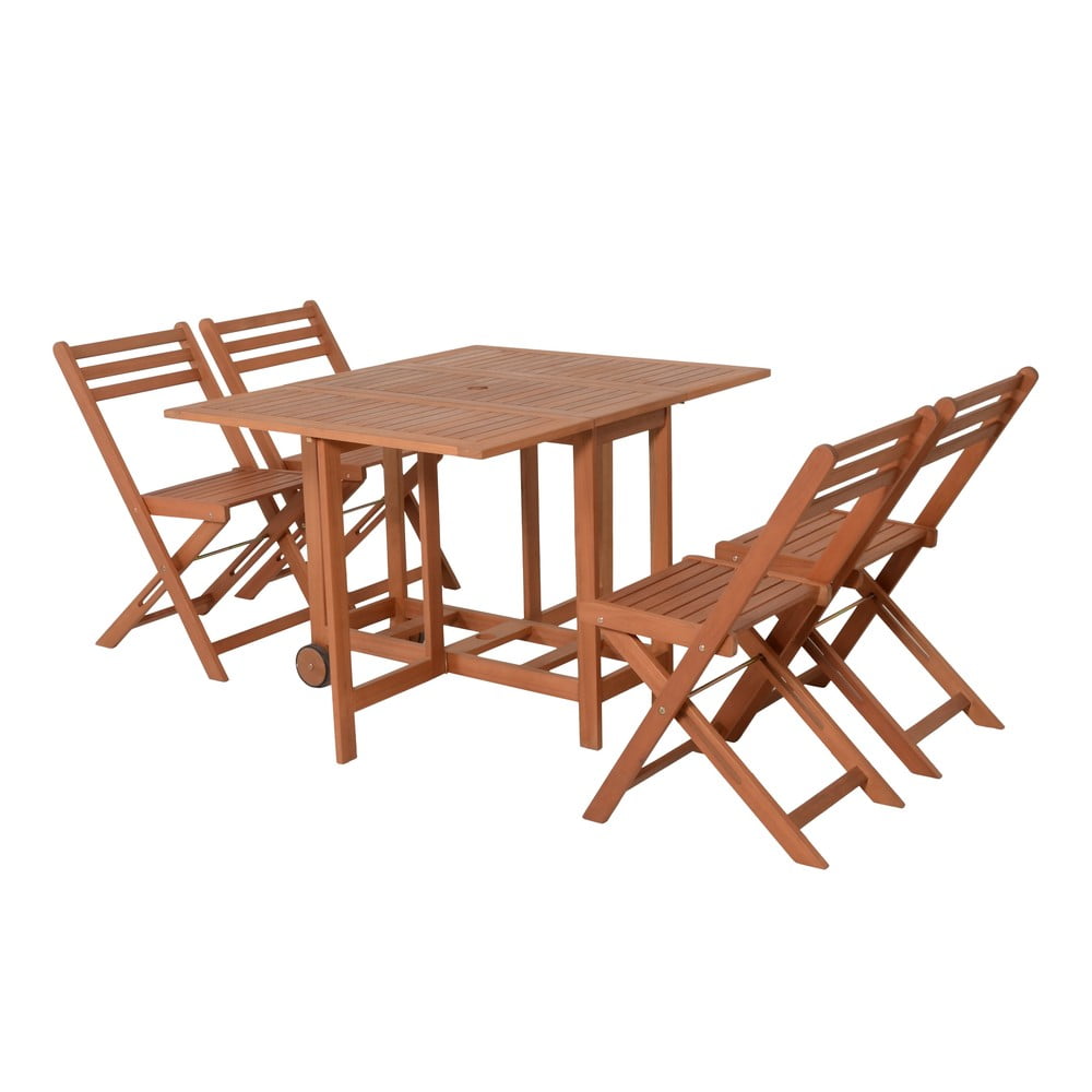 Set mobili da pranzo per esterni in legno di eucalipto colore naturale 4 posti Anaheim - Garden Pleasure | Set per zona pranzo da giardino