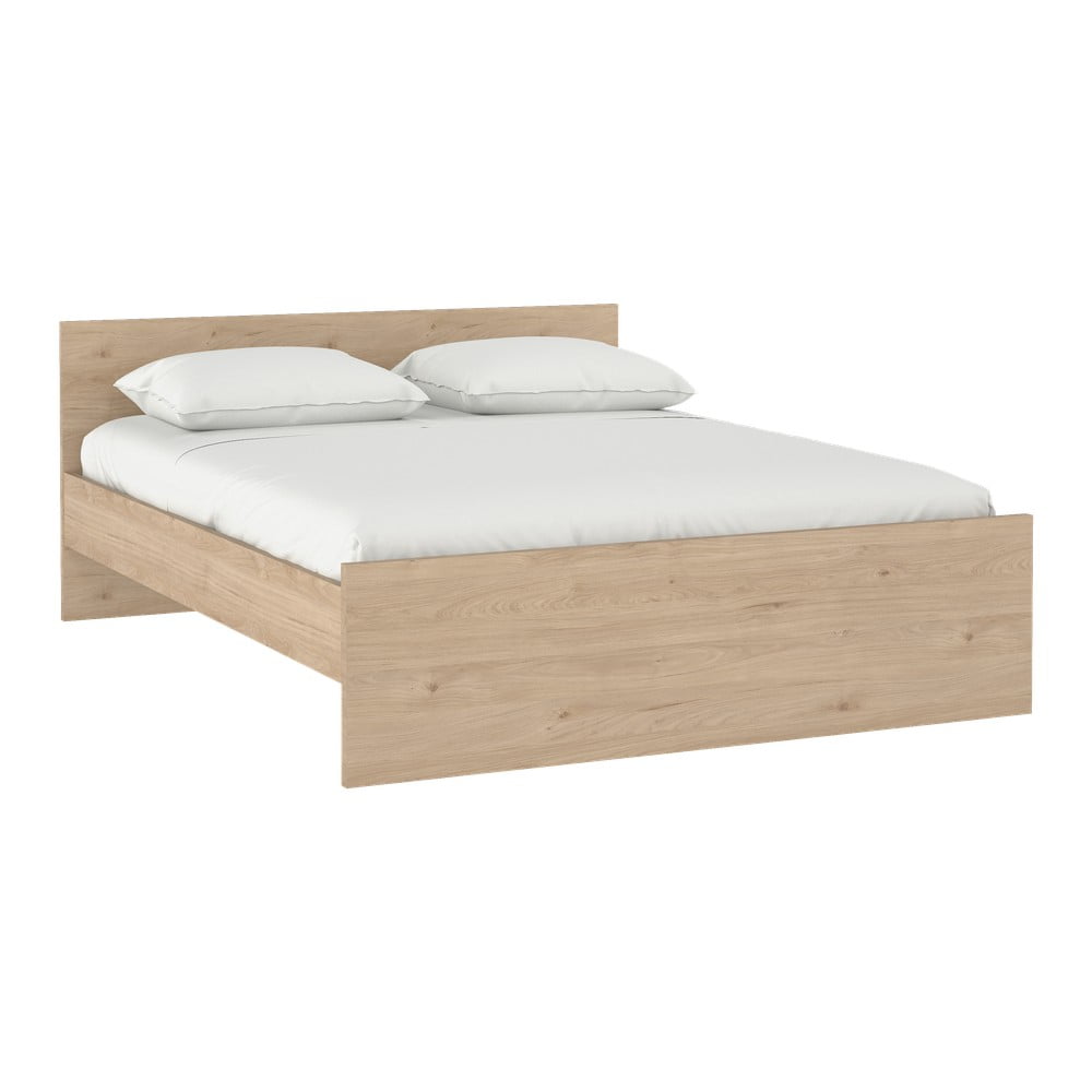 Letto matrimoniale di colore naturale con effetto rovere rete non inclusa 180x200 cm Naia – Tvilum | Letti matrimoniali