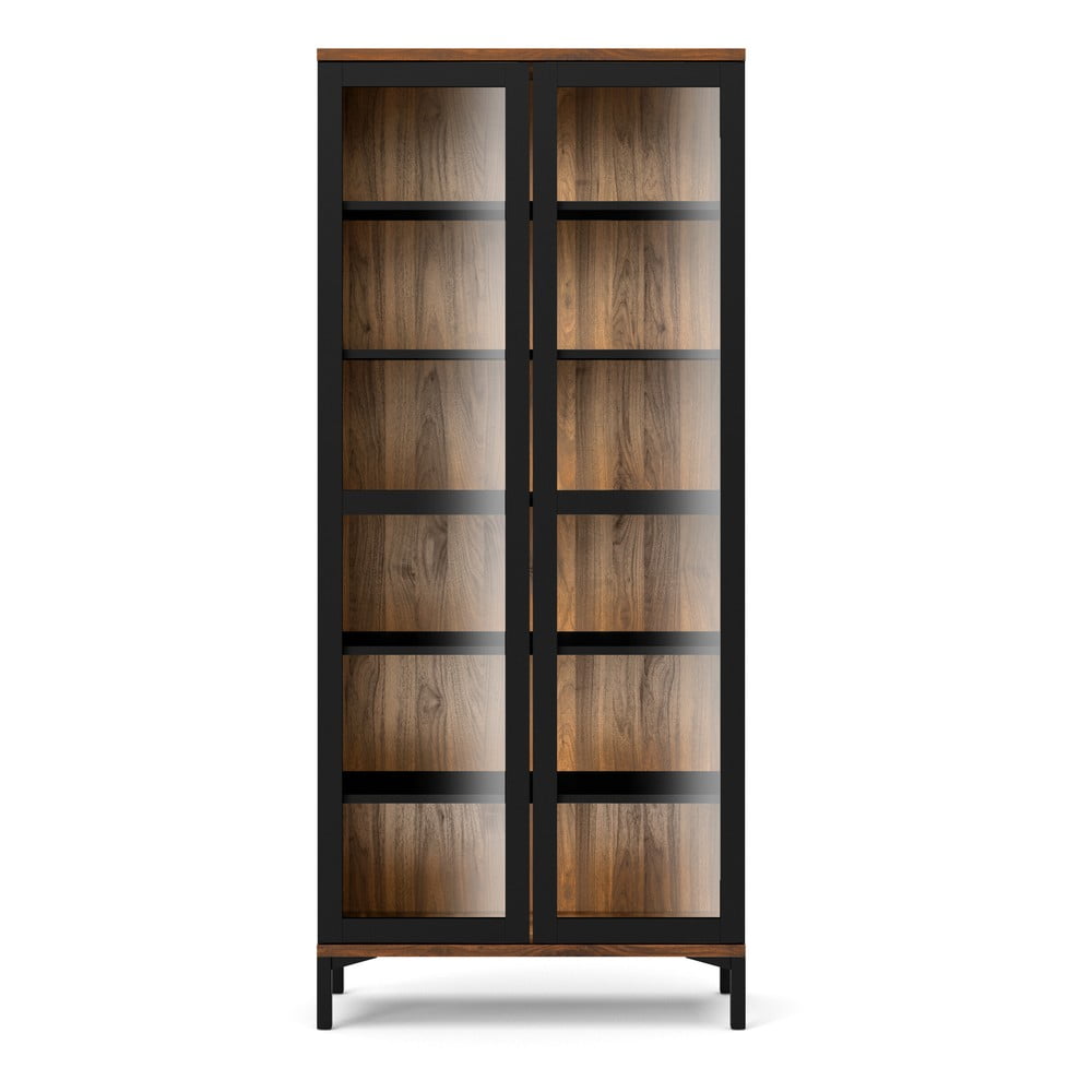 Vetrina nera e di colore naturale con effetto noce 89x203x36 cm Roomers – Tvilum | Vetrine