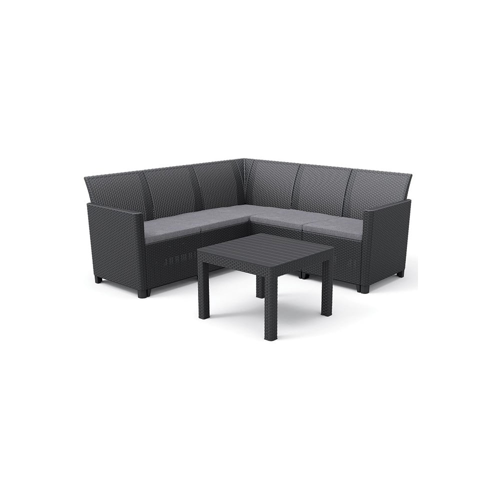 Set da giardino in rattan artificiale antracite per 5 persone Claire - Keter | Set di mobili da giardino