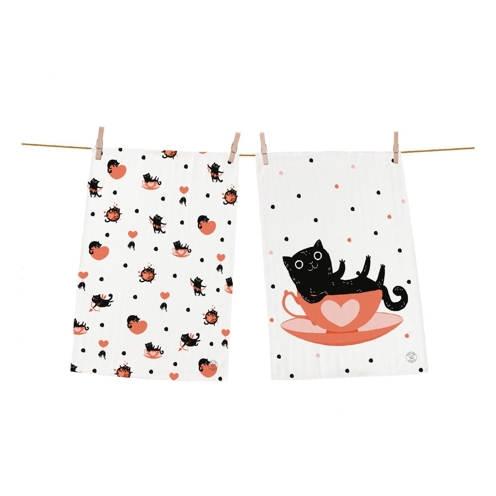 Set di 2 strofinacci in cotone, 70 x 50 cm Caught in Love - Butter Kings | Asciugamani da cucina