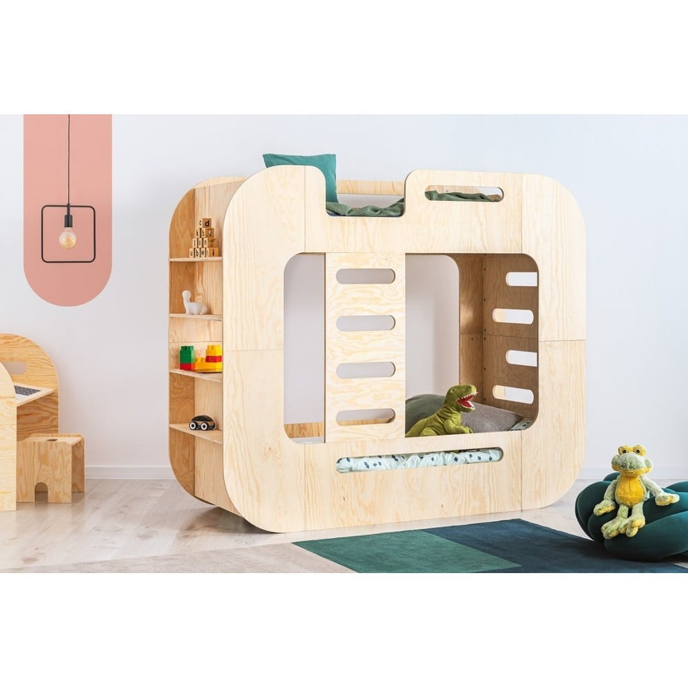 Letto a castello con contenitore 90x200 cm in colore naturale Mundo - Adeko | Letti per bambini