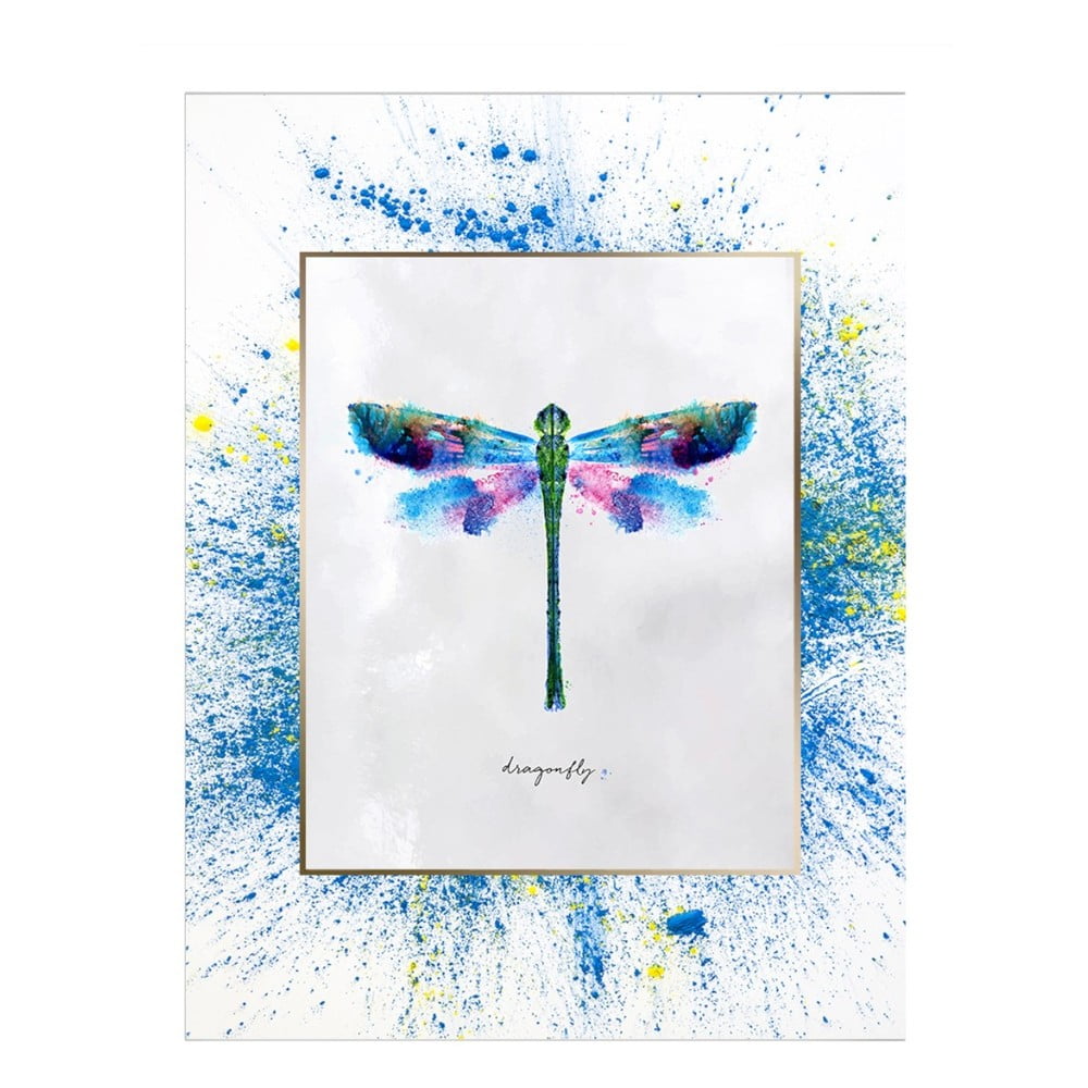Quadro murale su tela con cornice bianca Libellula, 29 x 24 cm - Tablo Center | Quadri