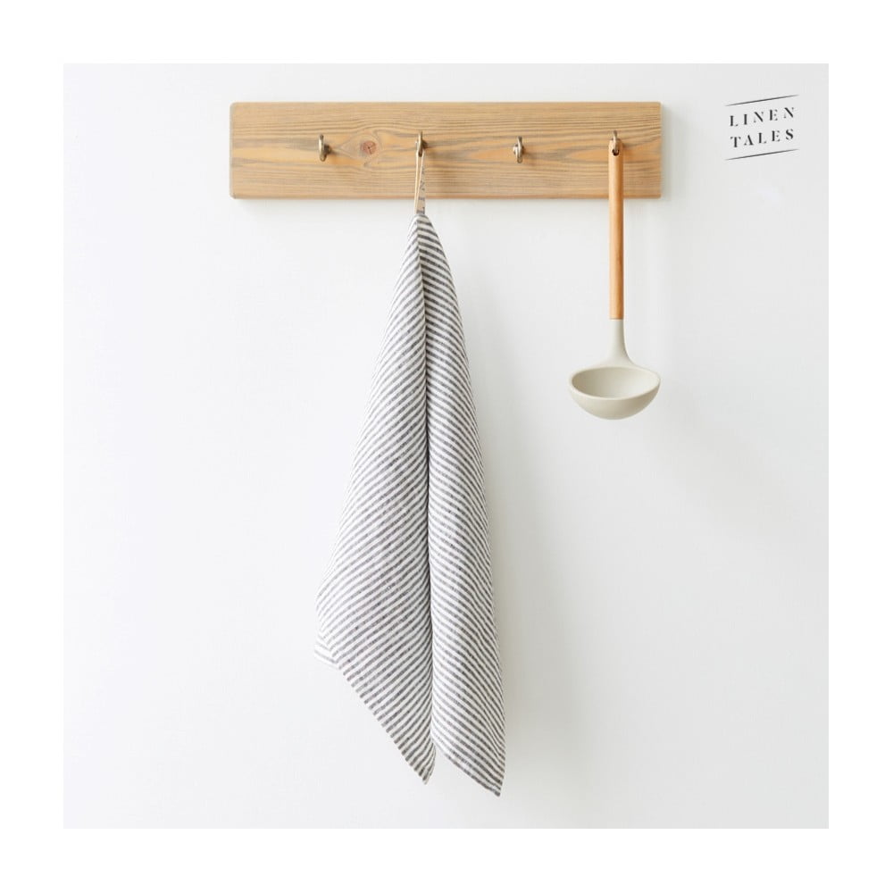 Asciugamano di lino 45x65 cm Thin Black Stripes - Linen Tales | Asciugamani da cucina