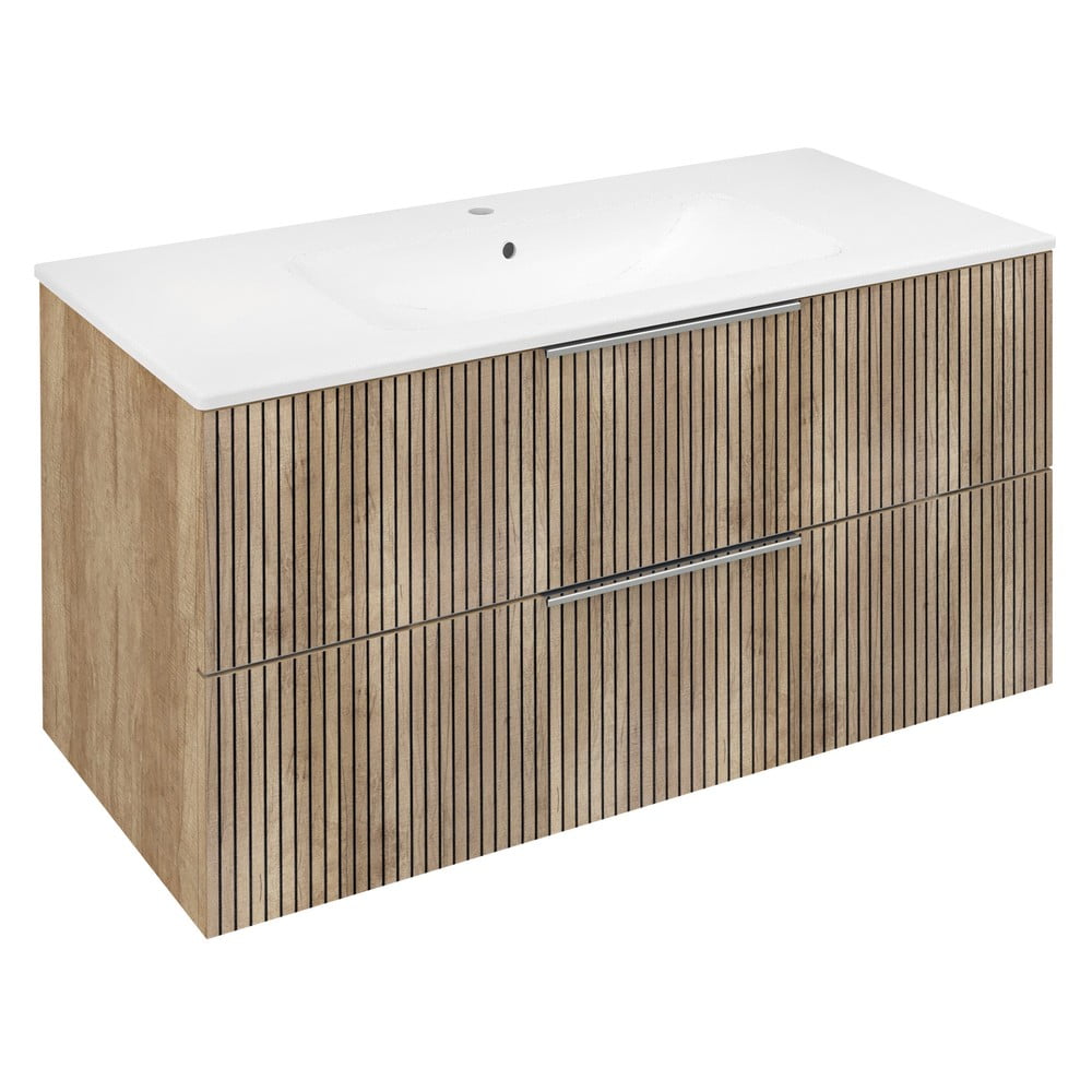 Mobile senza lavabo di colore naturale con effetto rovere da appendere 100x52 cm Cirasa – Sapho | Mobili da lavabo