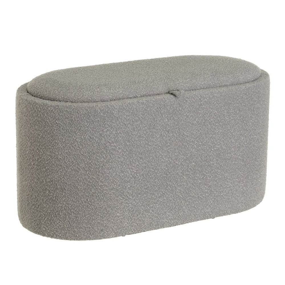 Poggiapiedi grigio chiaro in tessuto bouclé - Casa Selección | Sgabelli e pouf