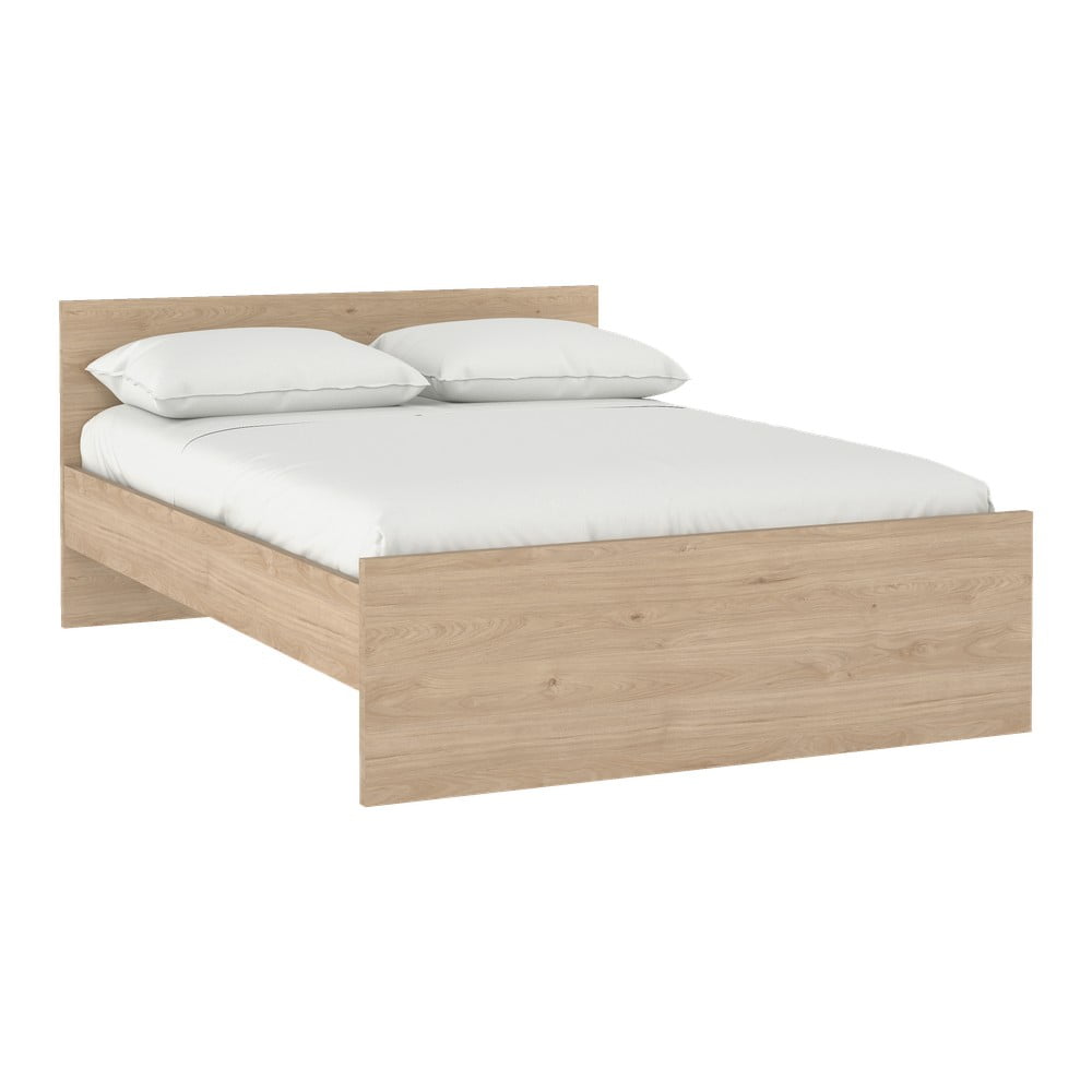 Letto matrimoniale di colore naturale con effetto rovere rete non inclusa 140x200 cm Naia – Tvilum | Letti matrimoniali