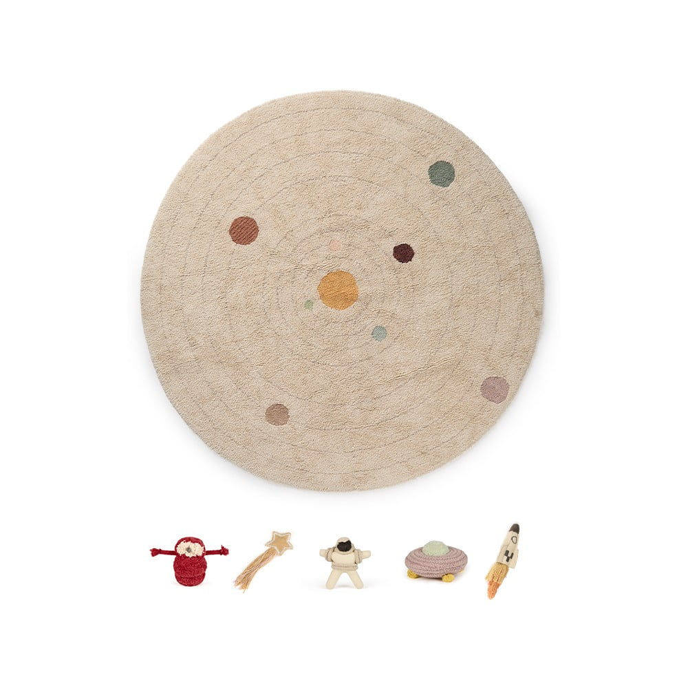 Tappeto gioco per bambini in cotone beige ø150 cm Solar System - Lorena Canals | Tappeti per bambini