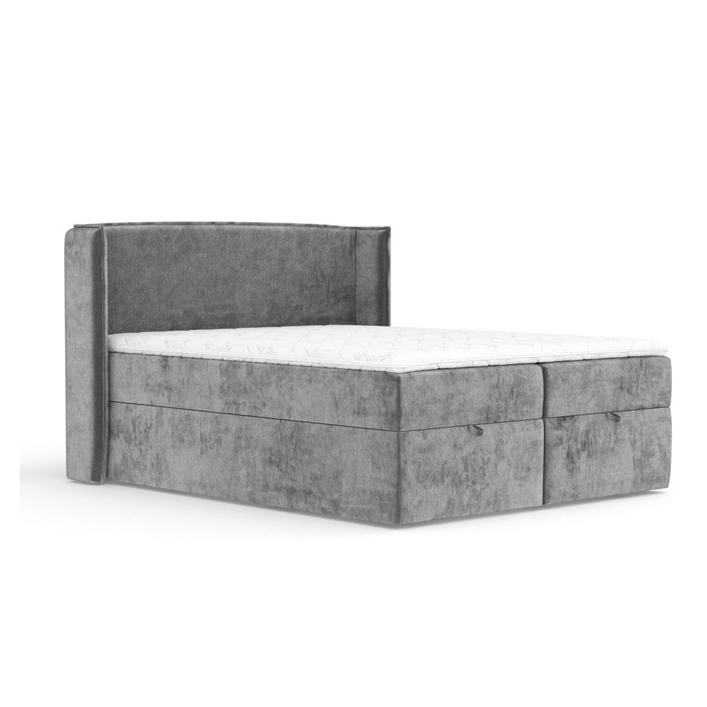 Letto boxspring grigio con spazio contenitivo 160x200 cm Passion - Maison de Rêve | Letti boxspring