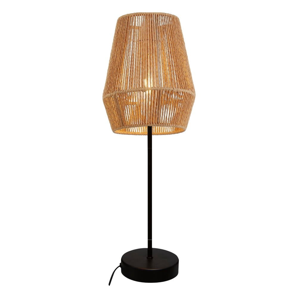 Lampada da tavolo in nero e naturale con paralume in canna (altezza 55 cm) Eranko - GTV | Abat-jour e lampade da tavolo