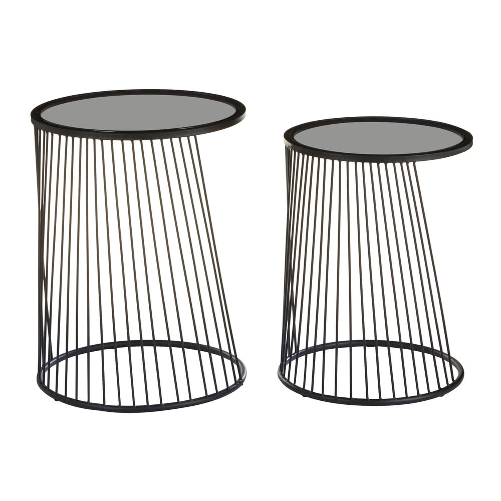 Tavolini da salotto rotondi con piano in vetro in set di 2 pezzi Trento - Premier Housewares | Tavolini