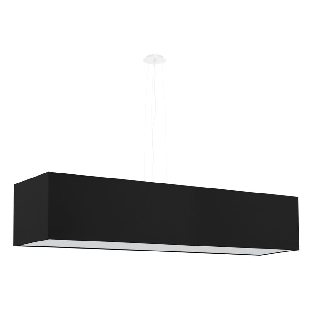 Apparecchio a sospensione nero con paralume in vetro-tessuto Gryfin - Nice Lamps | Lampadari