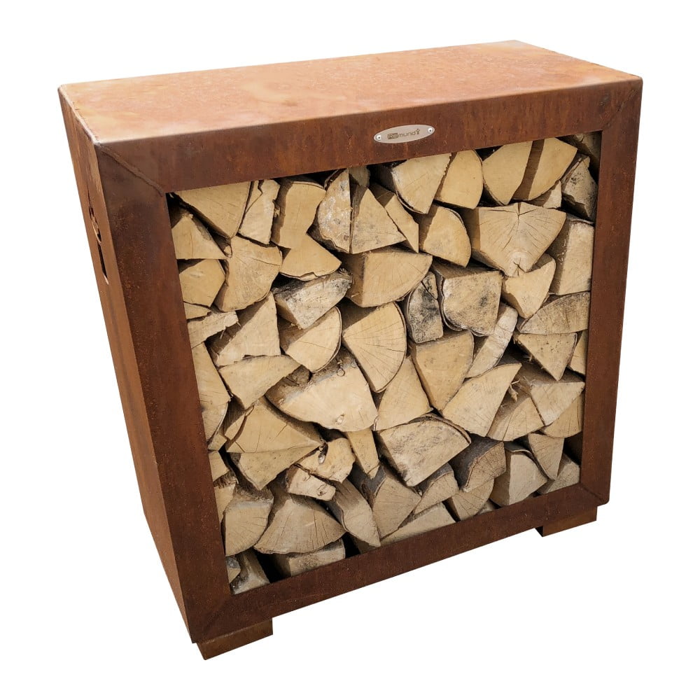 Zoccolo in acciaio marrone, larghezza 79 cm - Remundi | Accessori per camini da giardino