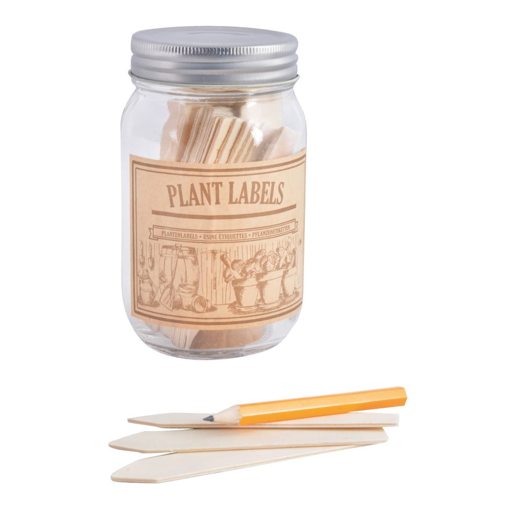 Set di 40 vasetti per erbe in legno di pioppo ed etichette Heal, 400 ml - Esschert Design | Piccoli attrezzi da giardino