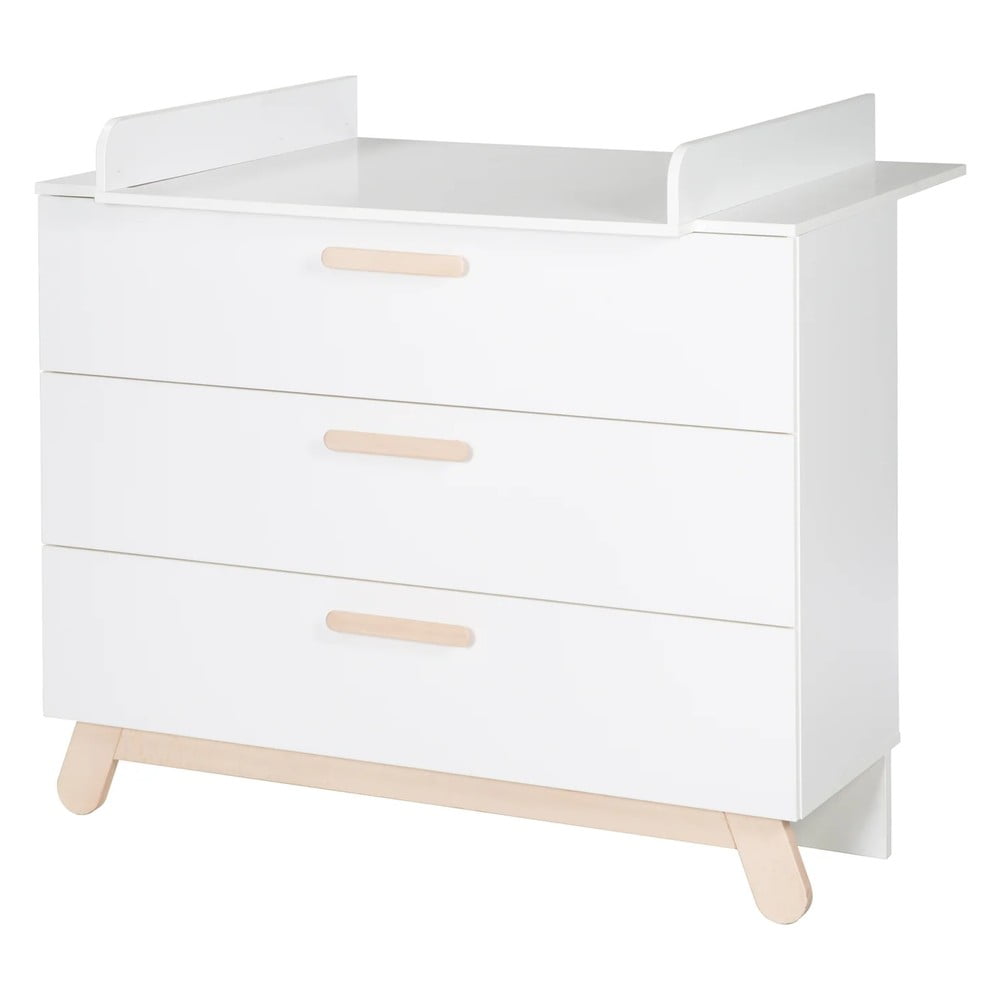 Cassettiera bassa bianca con fasciatoio 117x103 cm Clara - Roba | Cassettiere per bambini