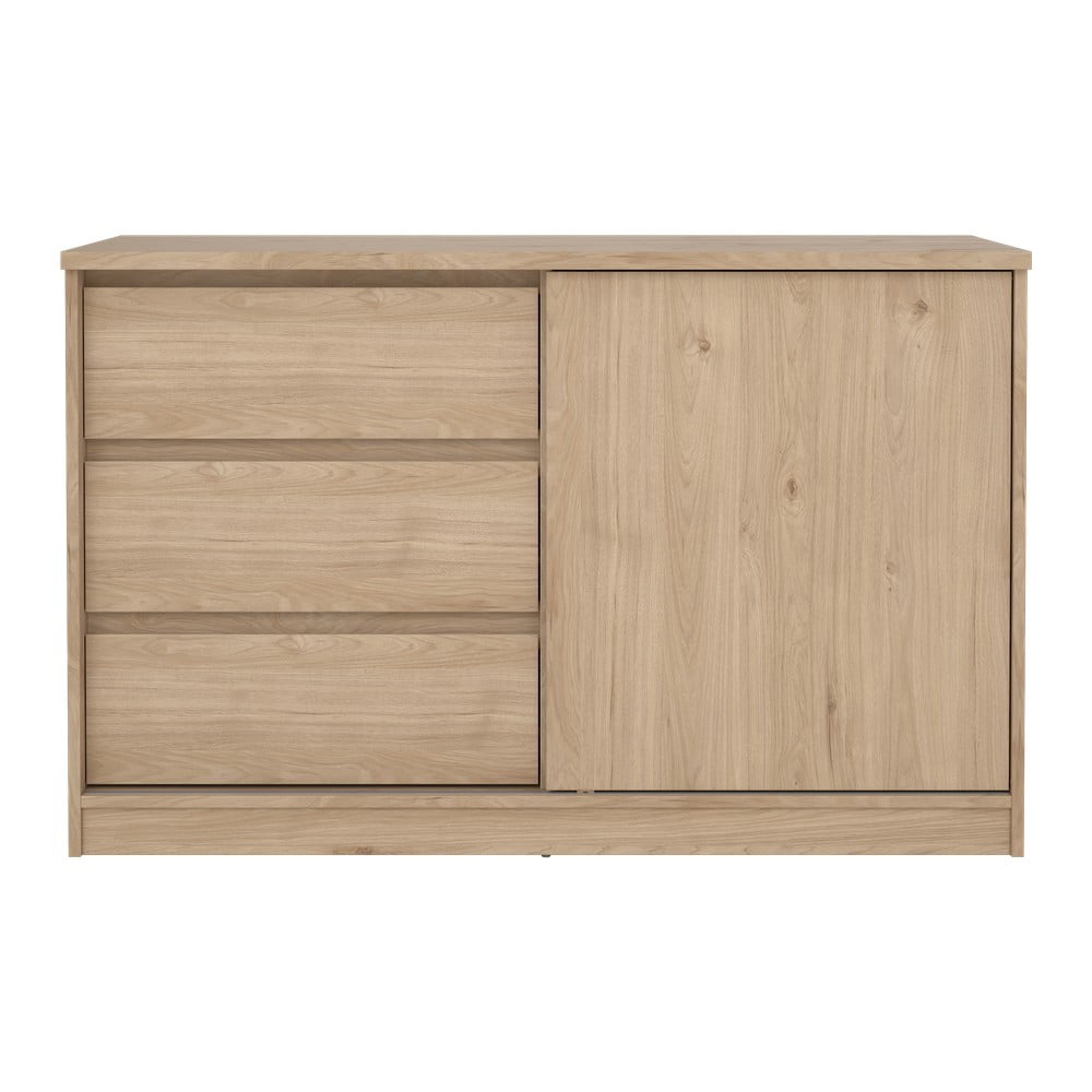 Cassettiera di colore naturale con effetto rovere con porte scorrevoli 119x76x50 cm Naia – Tvilum | Cassettiere