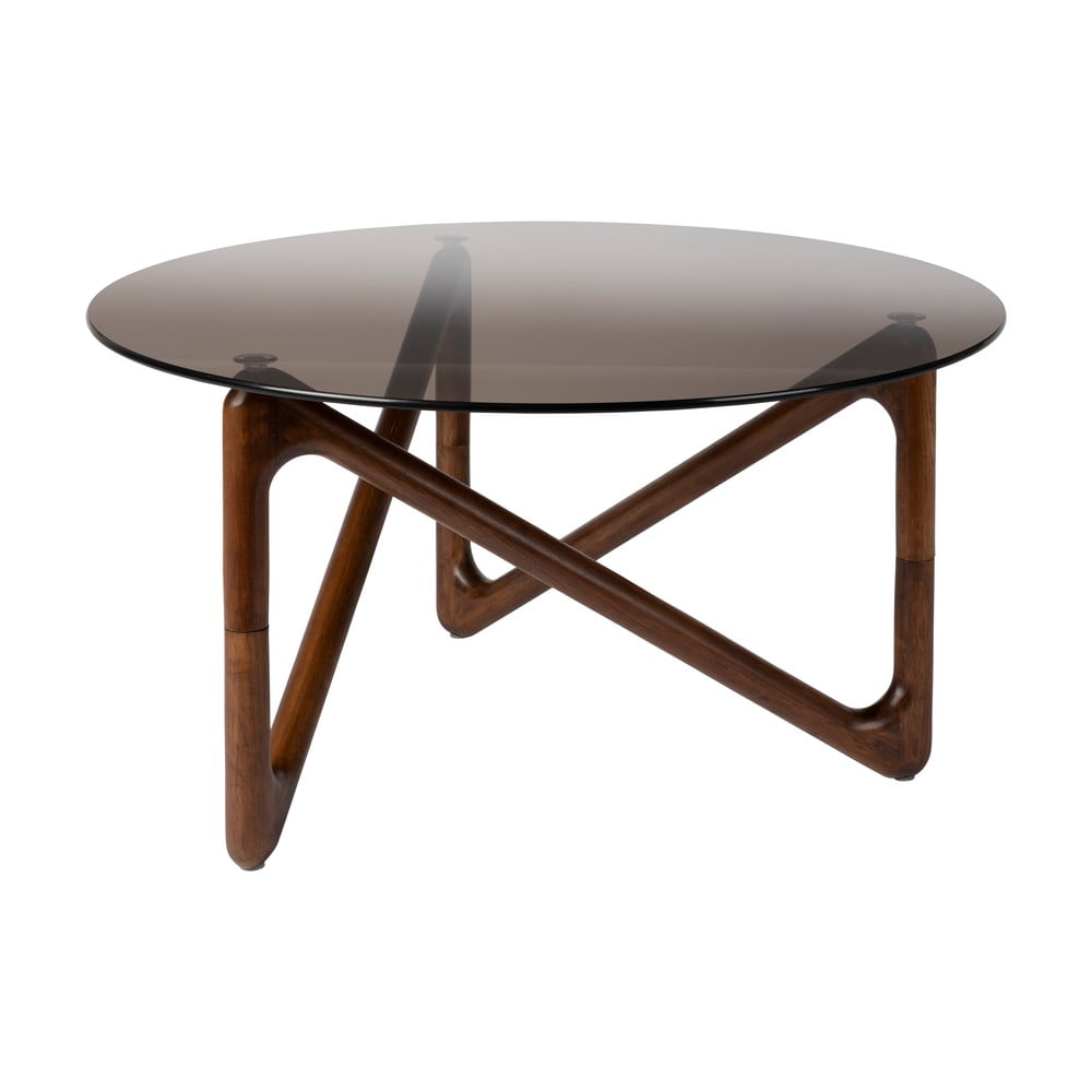 Tavolino da salotto rotondo marrone con piano in vetro ø 80 cm Naia – Dutchbone | Tavolini da salotto