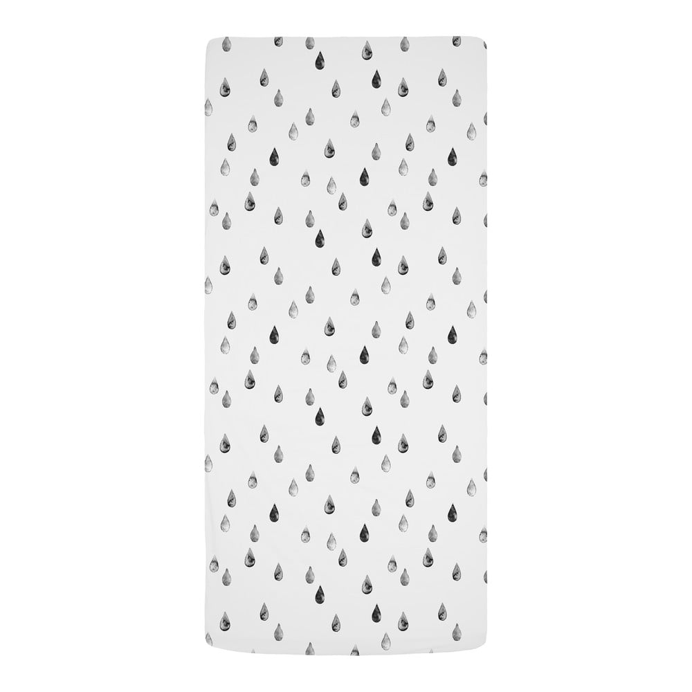 Lenzuolo con angoli per bambini bianco e nero in raso di cotone per culla 60x120 cm Bunnies in the Rain – Butter Kings | Lenzuola per bambini
