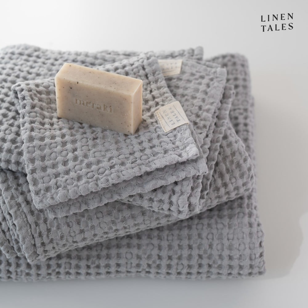 Asciugamano grigio chiaro 50x70 cm Light Grey - Linen Tales | Asciugamani per bagno