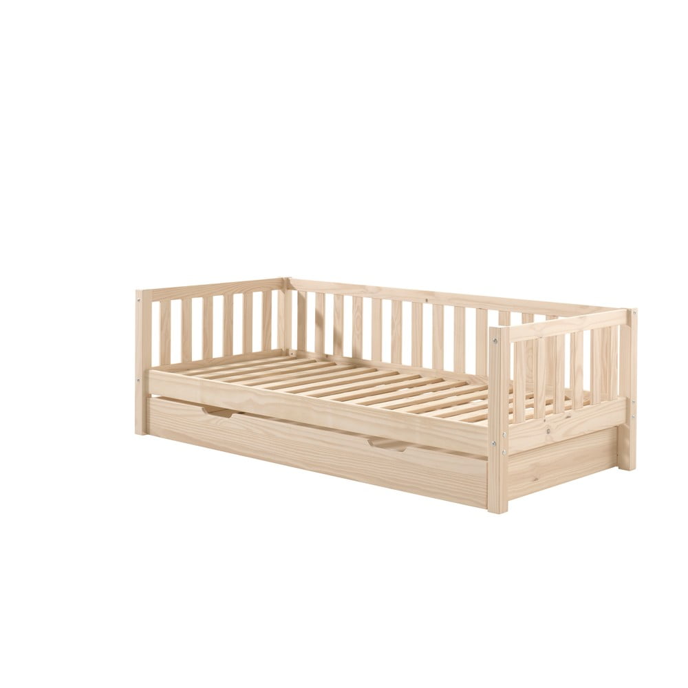 Letto da bambini di colore naturale in pino massiccio con rete inclusa 90x200 cm Fritz – Vipack | Letti per bambini