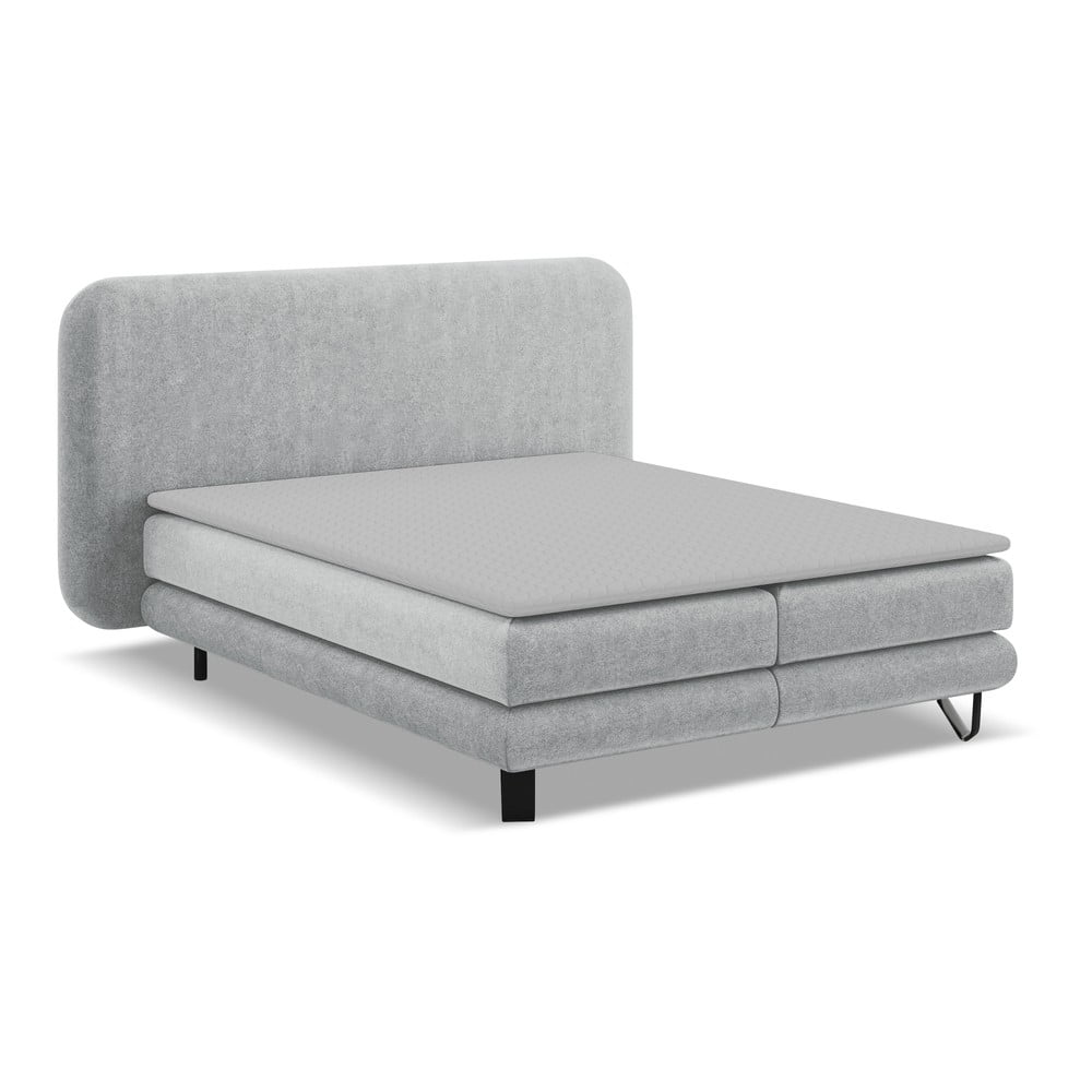 Letto boxspring grigio chiaro 180x200 cm Ilima - Makamii | Letti boxspring