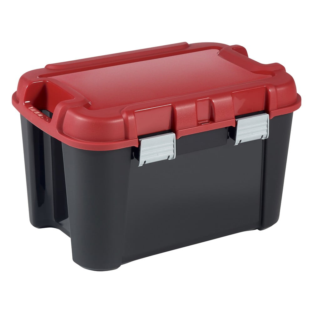 Scatola di plastica rossa e nera con coperchio 59x39,5x36 cm Totem - Curver | Scatole