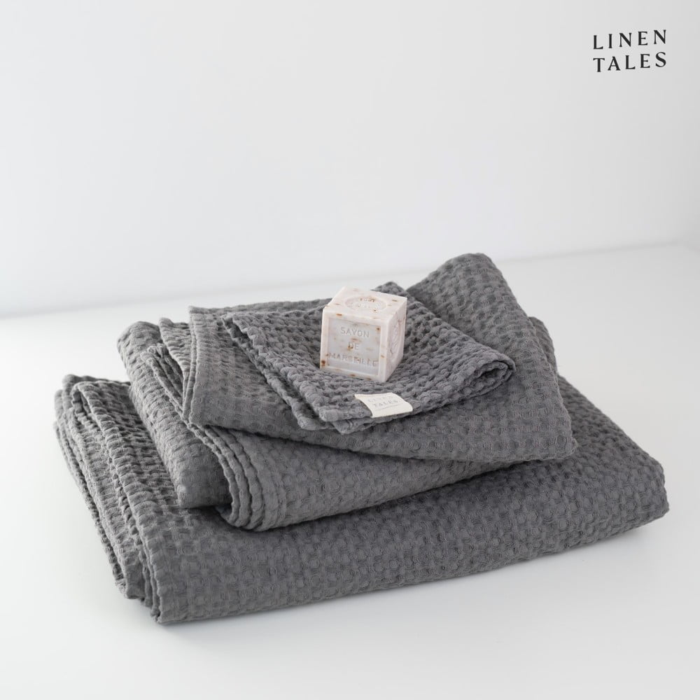 Asciugamano grigio scuro 50x70 cm Dark Grey - Linen Tales | Asciugamani per bagno