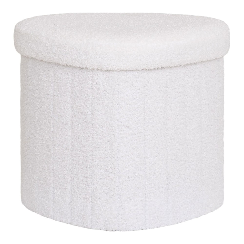 Poggiapiedi bianco con rivestimento in bouclé Medford – House Nordic | Sgabelli e pouf