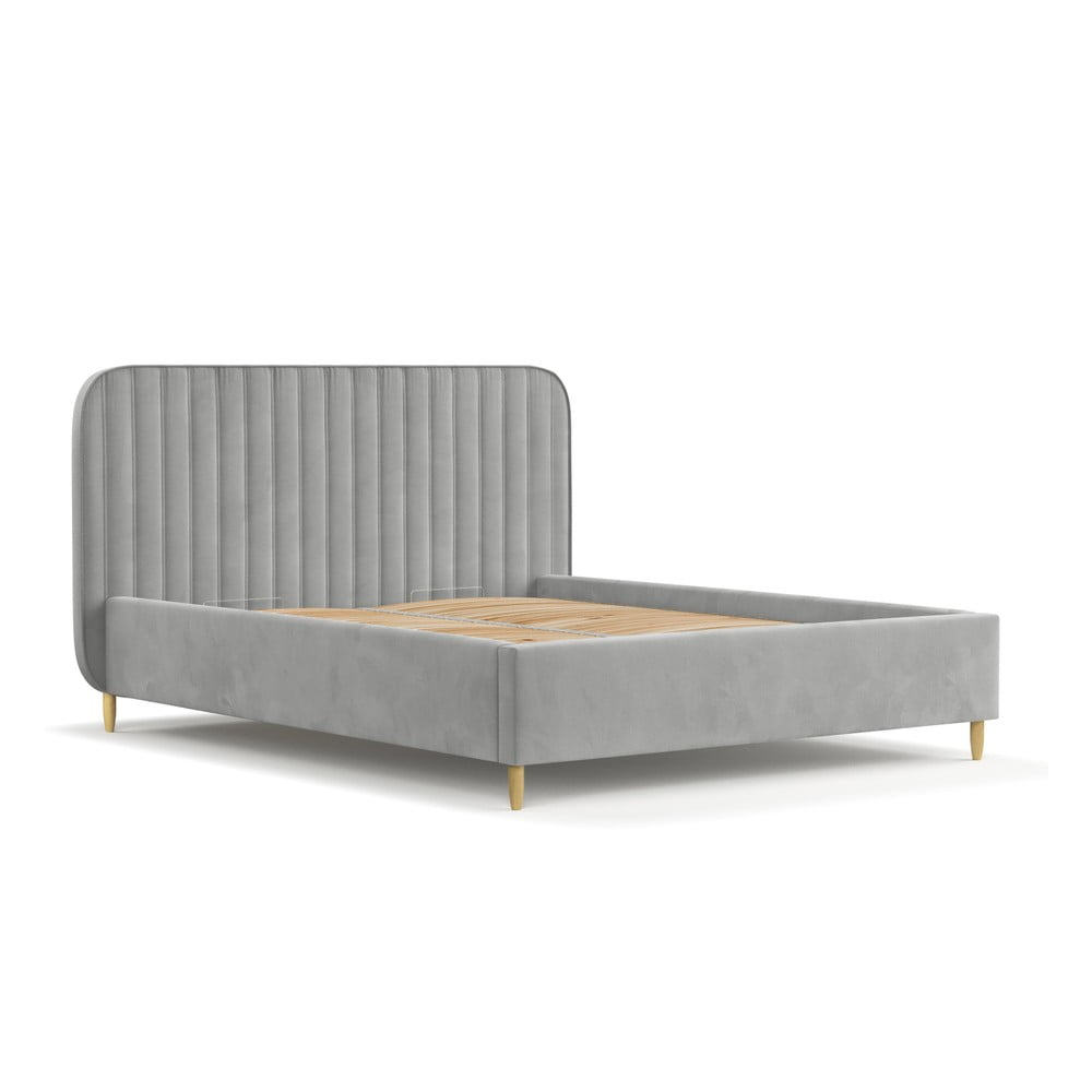 Letto singolo grigio imbottito con spazio contenitivo con rete inclusa 120x200 cm Noto – Maison de Rêve | Letti singoli