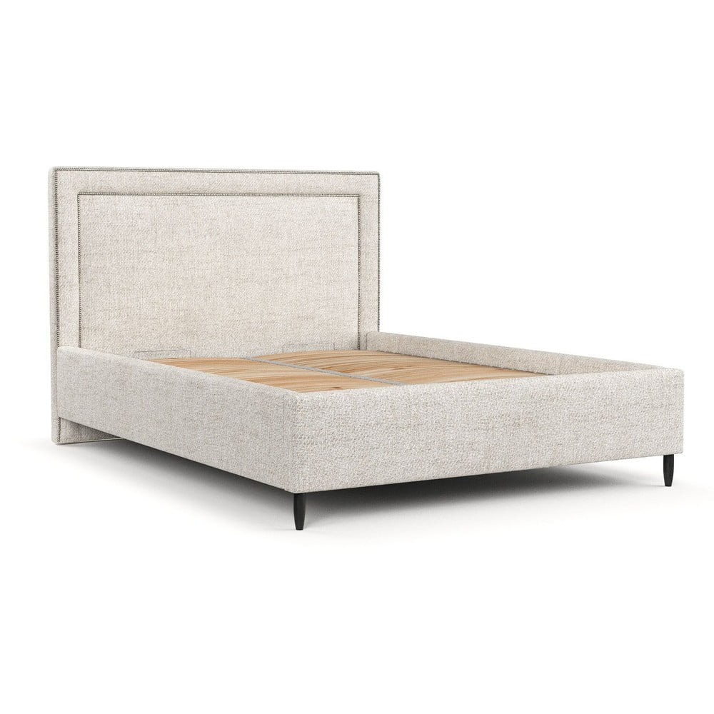 Letto matrimoniale imbottito crema con spazio contenitivo e rete 160x200 cm Baleine - Maison de Rêve | Letti matrimoniali