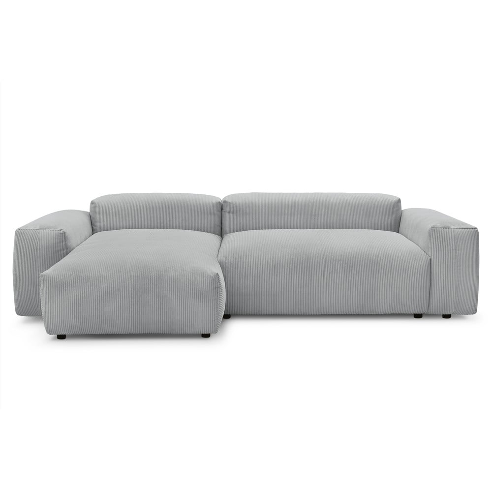 Divano angolare in velluto a coste grigio chiaro (angolo sinistro) Lafayette - Bobochic Paris | Divani ad angolo